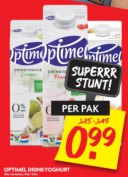 Optimel   drinkyoghurt folder aanbieding bij  Dekamarkt - details