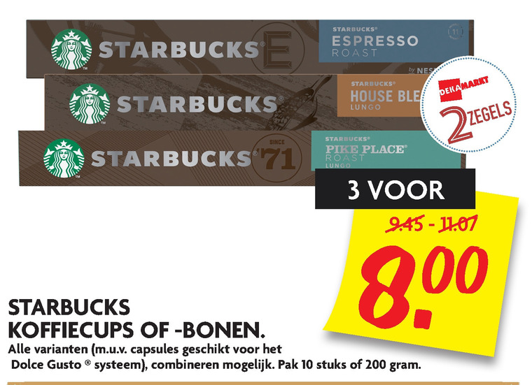 Starbucks   koffiecups, koffiebonen folder aanbieding bij  Dekamarkt - details