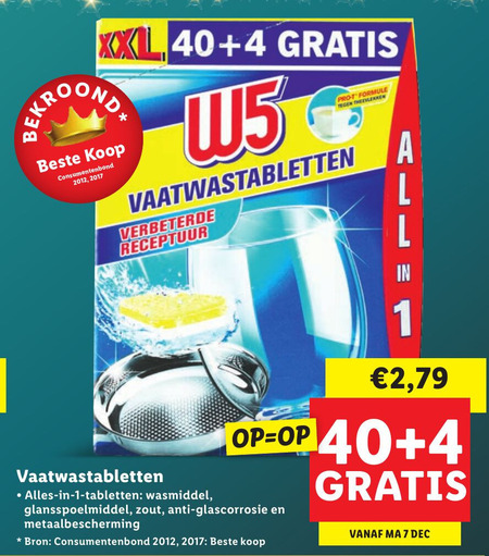 W5   vaatwasmiddel folder aanbieding bij  Lidl - details