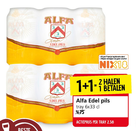 Alfa   blikje bier folder aanbieding bij  Jan Linders - details