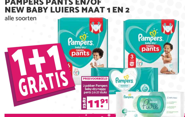 Pampers   luiers, luierbroekjes folder aanbieding bij  MCD Supermarkt Basis - details