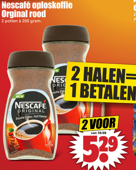 Nescafe   oploskoffie folder aanbieding bij  Dirk - details