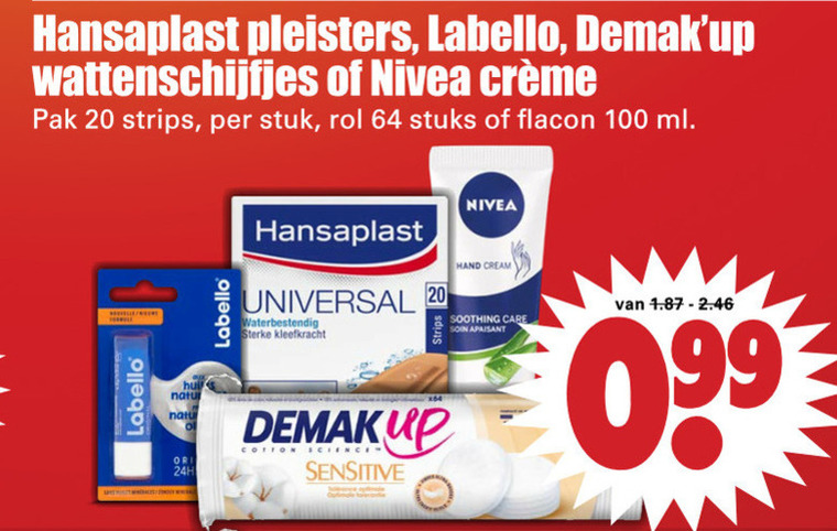 Hansaplast   pleister, wattenschijfjes folder aanbieding bij  Dirk - details