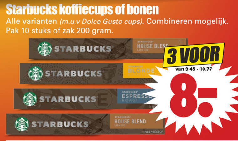 Starbucks   koffiecups, koffiebonen folder aanbieding bij  Dirk - details