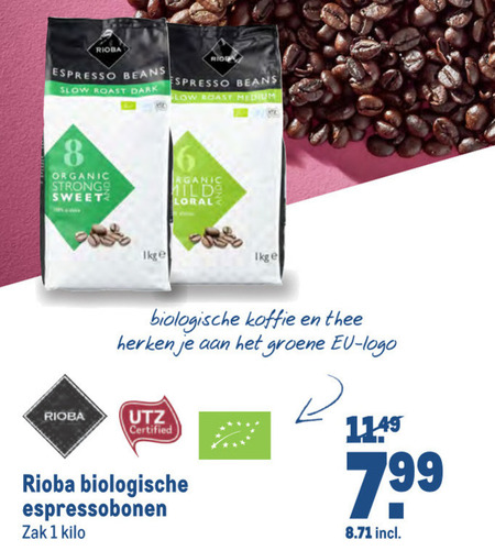 Rioba   koffiebonen folder aanbieding bij  Makro - details