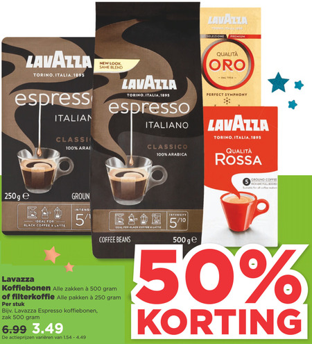 Lavazza   koffiebonen, koffie folder aanbieding bij  Plus - details