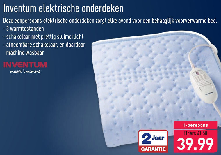 Inventum   elektrische deken folder aanbieding bij  Aldi - details