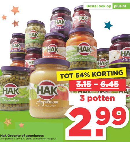 Hak   appelmoes, groenteconserven folder aanbieding bij  Plus - details