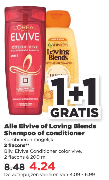 Elvive   conditioner, shampoo folder aanbieding bij  Plus - details