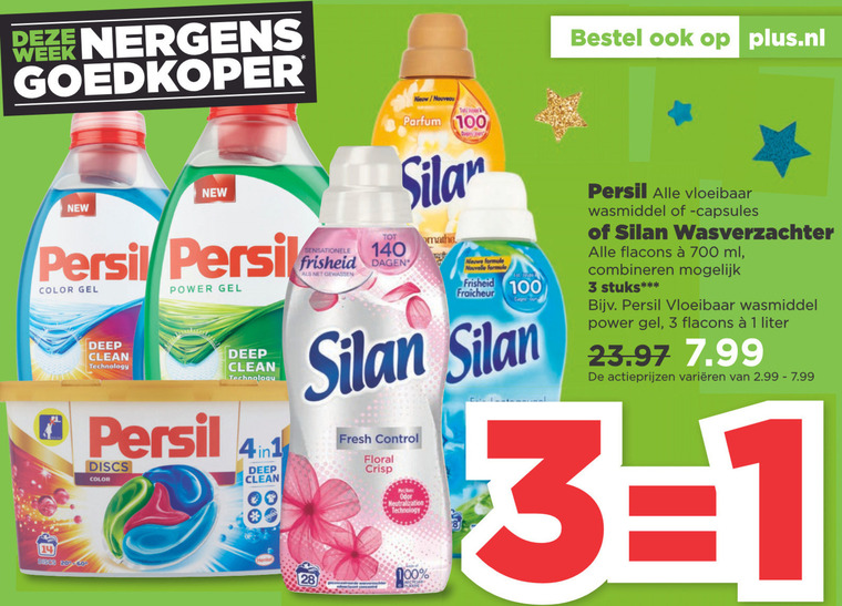 Persil   wasverzachter, wasmiddel folder aanbieding bij  Plus - details