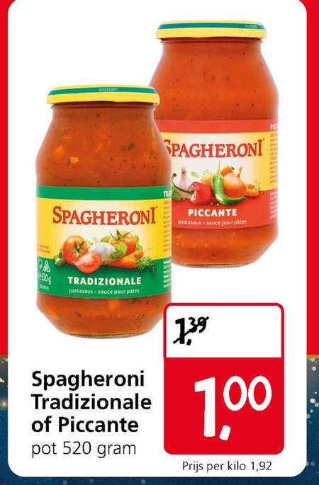 Spagheroni   pastasaus folder aanbieding bij  Jan Linders - details