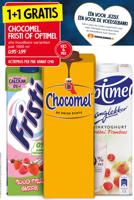 Optimel   drinkyoghurt, chocolademelk folder aanbieding bij  Jan Linders - details