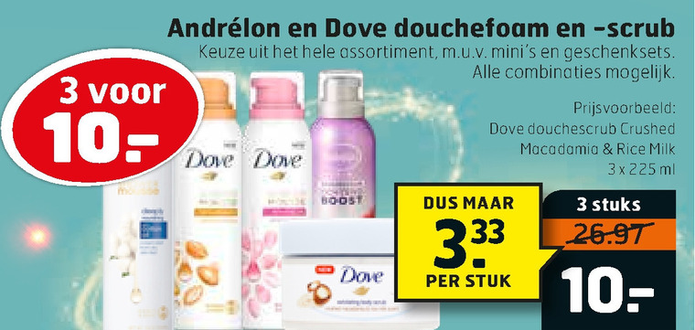 Dove   douchegel folder aanbieding bij  Trekpleister - details