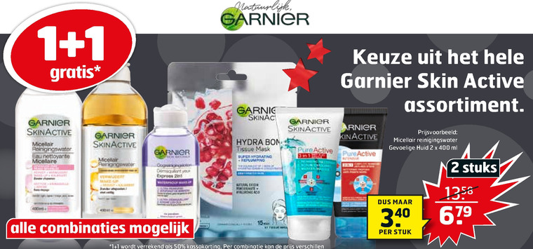 Garnier Skin Active   gezichtsreiniging, gezichtsverzorging folder aanbieding bij  Trekpleister - details