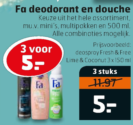 Fa   douchegel, deodorant folder aanbieding bij  Trekpleister - details