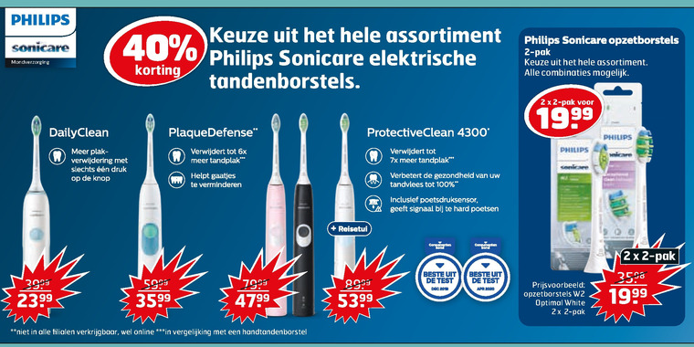 Philips   opzetborstel, electrische tandenborstel folder aanbieding bij  Trekpleister - details
