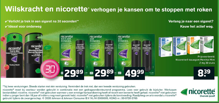 Nicorette   stoppen met roken folder aanbieding bij  Trekpleister - details