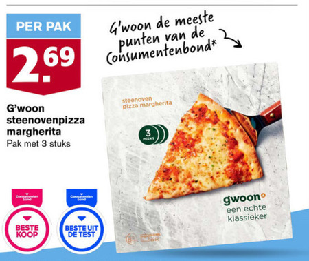 Gwoon   diepvriespizza folder aanbieding bij  Hoogvliet - details