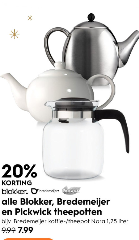 Onenigheid Graf Walging Pickwick theepot folder aanbieding bij Blokker - details