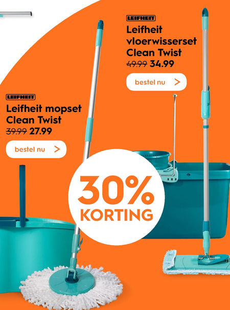 Geef energie Zielig Portier Leifheit mop, vloerwisser folder aanbieding bij Blokker - details