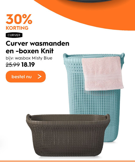 Curver wasmand, folder aanbieding bij details