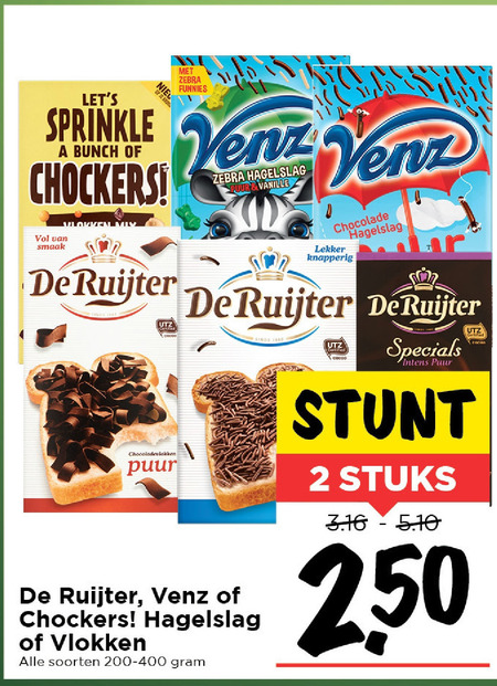 Venz   boterhamvlokken, hagelslag folder aanbieding bij  Vomar - details