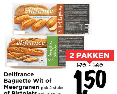 Delifrance   stokbrood, pistolet folder aanbieding bij  Vomar - details