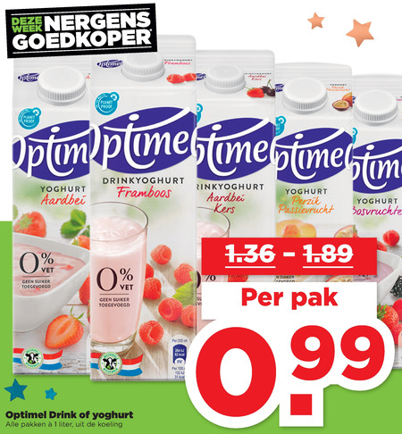 Optimel   drinkyoghurt folder aanbieding bij  Plus - details