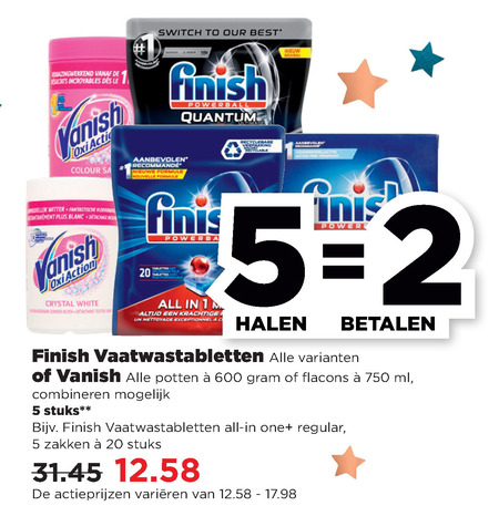 Finish   vlekkenverwijderaar, vaatwasmiddel folder aanbieding bij  Plus - details