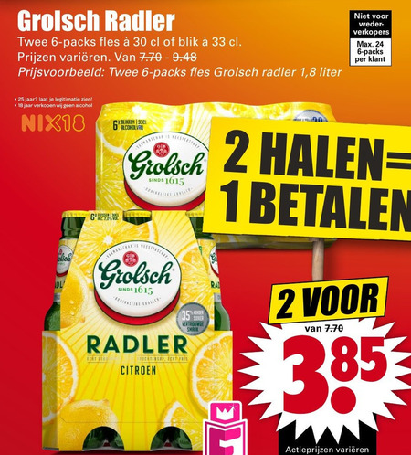 Grolsch   radler bier folder aanbieding bij  Dirk - details