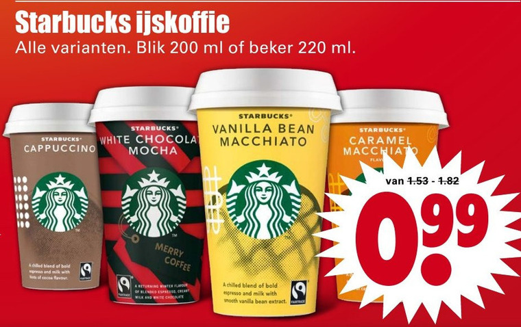 Starbucks   ijskoffie folder aanbieding bij  Dirk - details