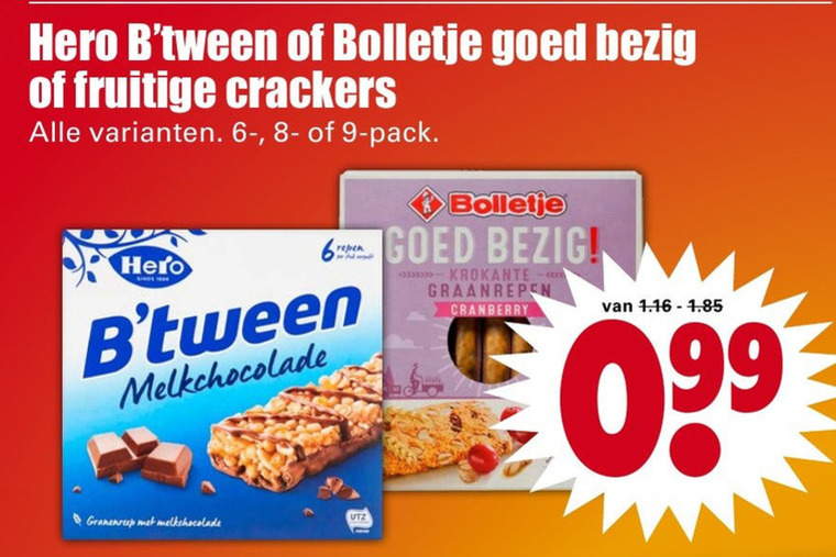 Bolletje   mueslireep, crackers folder aanbieding bij  Dirk - details