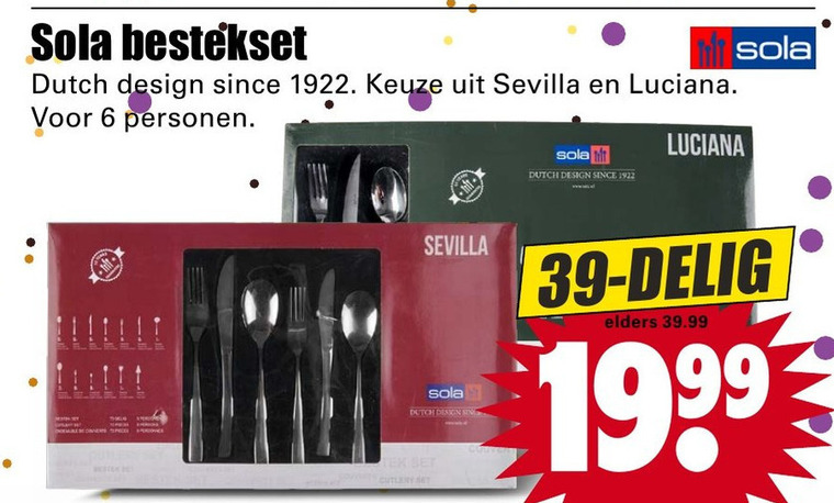 ondersteboven Einde Transparant Sola bestekset folder aanbieding bij Dirk - details