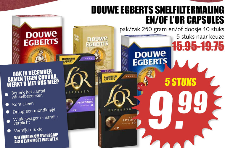 Douwe Egberts   koffiecups, koffie folder aanbieding bij  MCD Supermarkt Basis - details