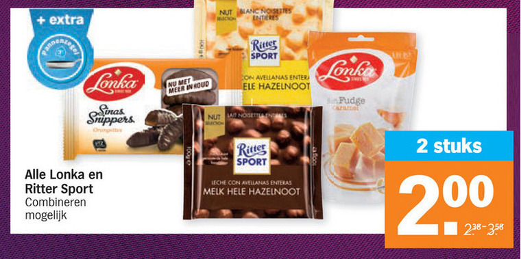 Ritter Sport   chocolade, fudge folder aanbieding bij  Albert Heijn - details