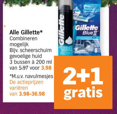 Gillette   scheerschuim, scheergel folder aanbieding bij  Albert Heijn - details