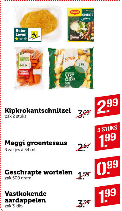 Maggi   aardappelen, kipschnitzel folder aanbieding bij  Coop - details