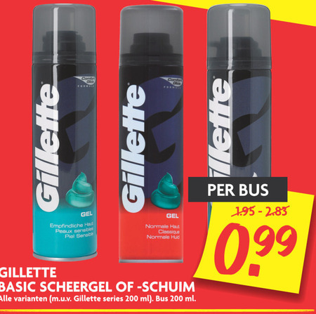 Gillette   scheergel, scheerschuim folder aanbieding bij  Dekamarkt - details