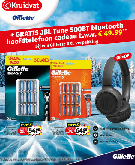 Gillette   scheermesjes folder aanbieding bij  Kruidvat - details