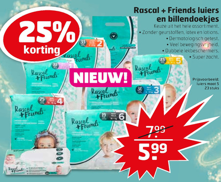 Rascal and Friends   luiers, billendoekjes folder aanbieding bij  Trekpleister - details