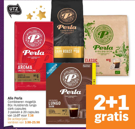 Perla   koffiebonen, koffiecups folder aanbieding bij  Albert Heijn - details