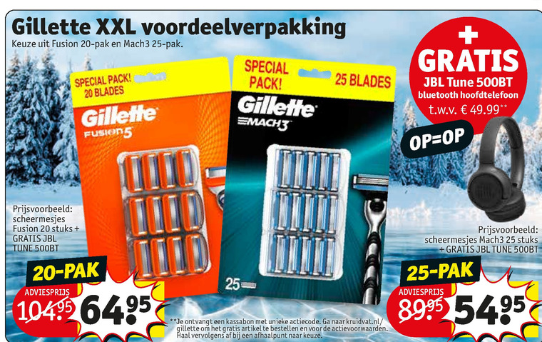 Gillette   scheermesjes folder aanbieding bij  Kruidvat - details