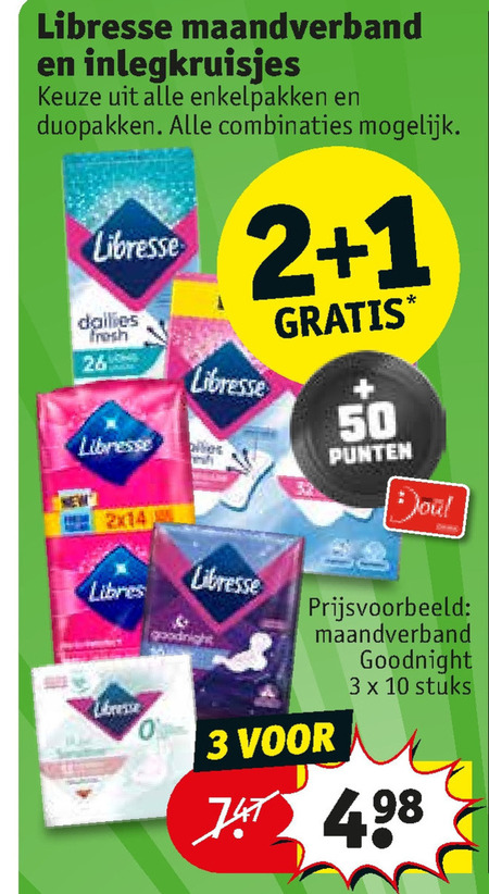 Libresse   maandverband, inlegkruisjes folder aanbieding bij  Kruidvat - details