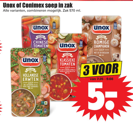 Unox   soep folder aanbieding bij  Dirk - details