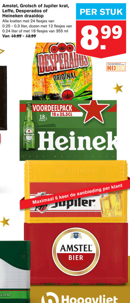 Grolsch   krat bier, flesje bier folder aanbieding bij  Hoogvliet - details