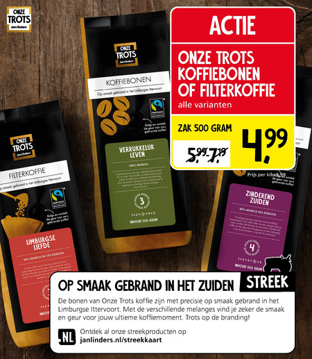 Jan Linders Huismerk   koffiebonen, koffie folder aanbieding bij  Jan Linders - details