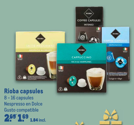 Rioba   koffiecups, dolce gusto capsules folder aanbieding bij  Makro - details