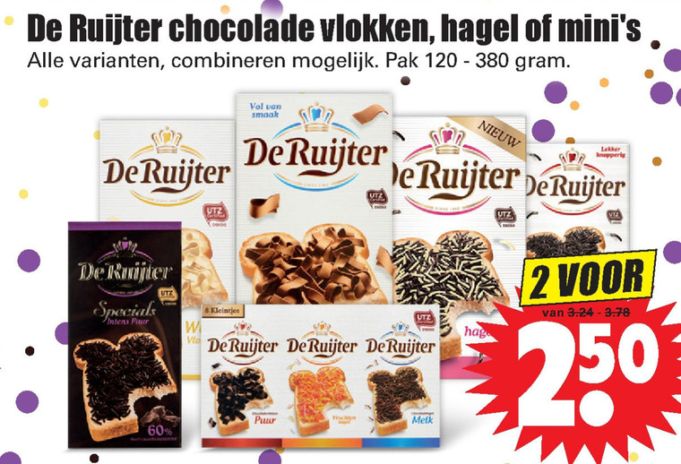 De Ruijter   boterhamvlokken, hagelslag folder aanbieding bij  Dirk - details