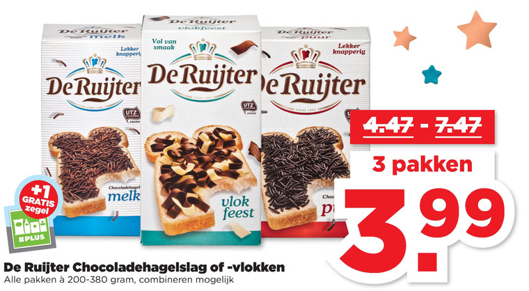 De Ruijter   hagelslag, boterhamvlokken folder aanbieding bij  Plus - details