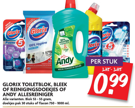 Andy   bleekmiddel, vochtige schoonmaakdoekjes folder aanbieding bij  Dekamarkt - details